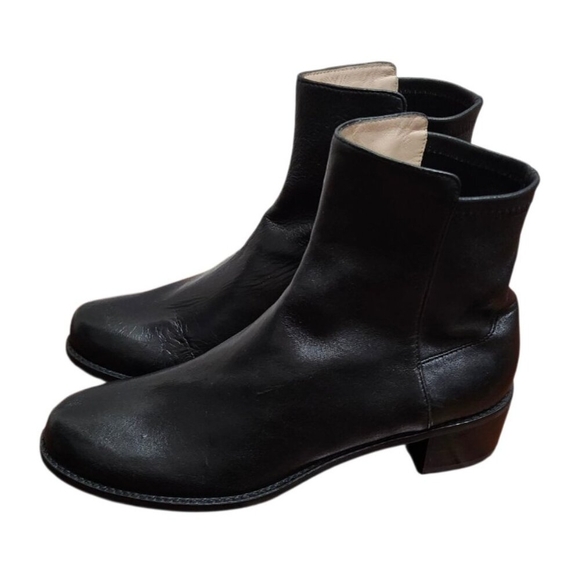 STUART WEITZMAN RESERVE BOOTIE BLACK LEATHER ANKLE CLASSIC BOOT SZ 8.5 NEW - Picture 8 of 15